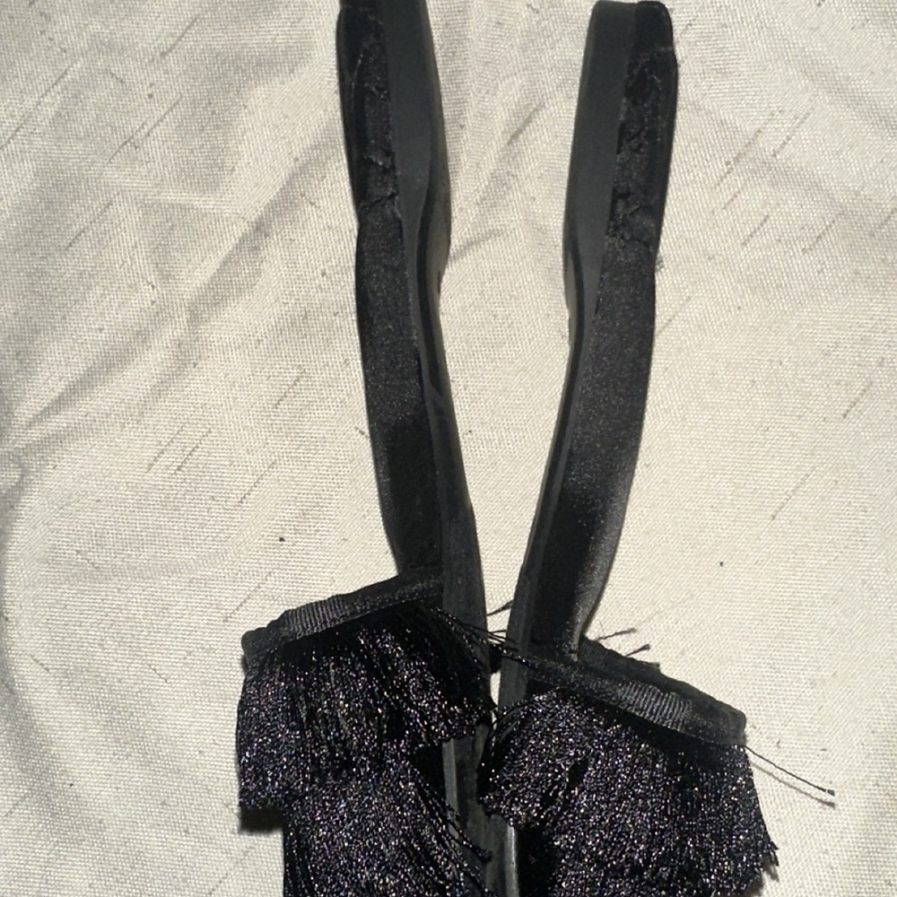 Birdies Black Quilted Fringe Slides - Picture 10 of 10